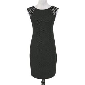 Ann Taylor Dress Womens 2 Black White Polka Dots Sheath Lace Zip Lined Party